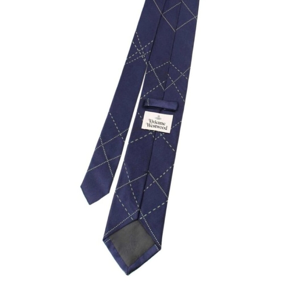 Vivienne Westwood Necktie Navy Blue skull Silk100% Made In Italy Tip - Picture 5 of 10